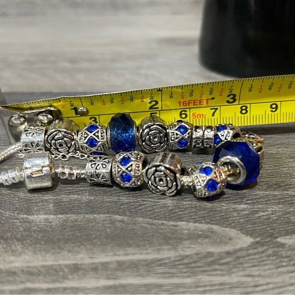 Elegant Silver and Blue Charm Bracelet - Picture 7 of 10